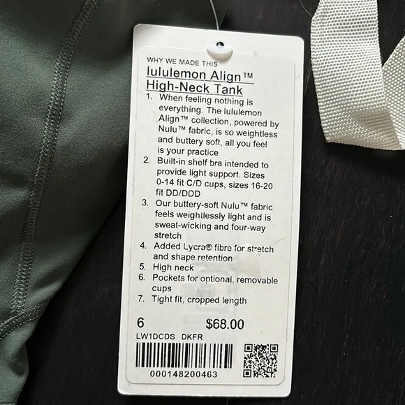 LULULEMON ALIGN TANK HIGH NECK TANK IN DARK FORREST SZ 6 NWT - Picture 6 of 7